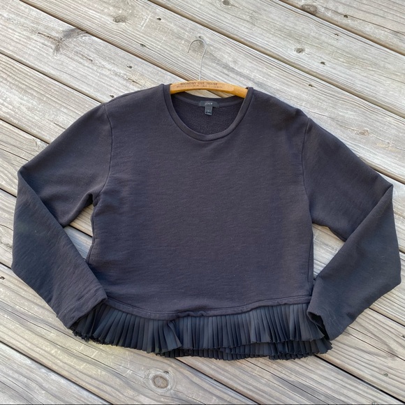 J. Crew  Pleated Ruffle Hem Peplum Long Sleeve Top - Picture 5 of 9